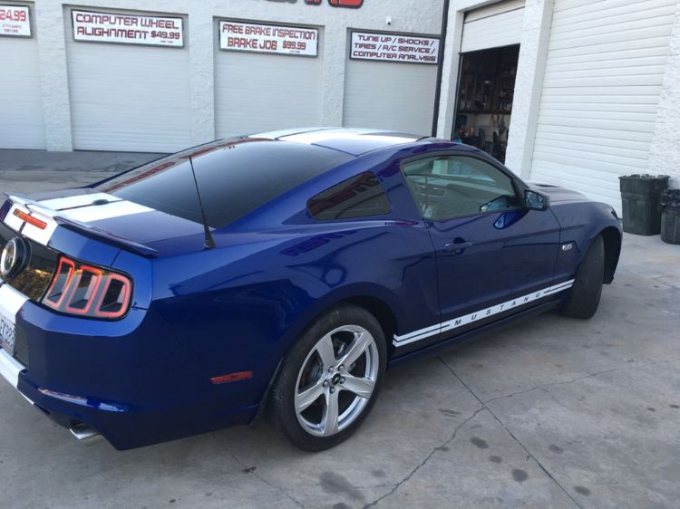Ford Mustang GT fully refinished with clean paint after repair